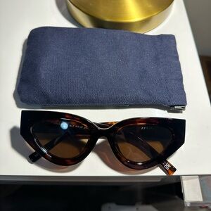 Le Specs Tortoiseshell Cat Eye Sunglasses with Brown Lenses